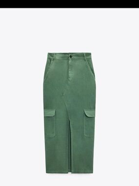 Zara Olive Green Cargo Maxi Skirt